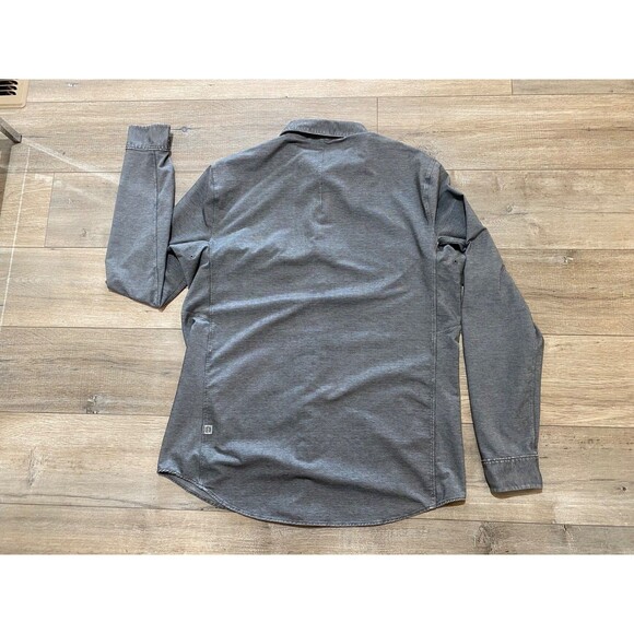 Lululemon Commission Mens M Charcoal Button Up Long Sleeve Stretch Casual Shirt - Picture 6 of 8